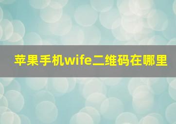 苹果手机wife二维码在哪里