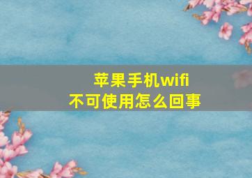 苹果手机wifi不可使用怎么回事