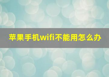 苹果手机wifi不能用怎么办