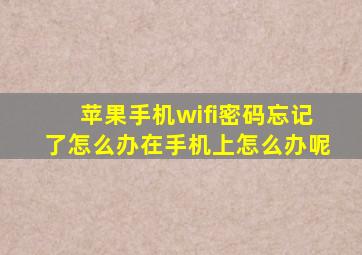 苹果手机wifi密码忘记了怎么办在手机上怎么办呢