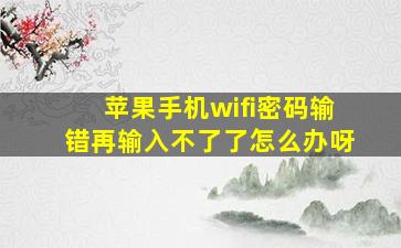 苹果手机wifi密码输错再输入不了了怎么办呀