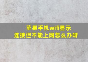 苹果手机wifi显示连接但不能上网怎么办呀