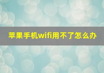 苹果手机wifi用不了怎么办