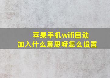 苹果手机wifi自动加入什么意思呀怎么设置