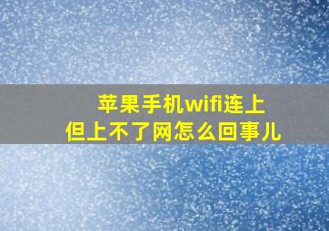 苹果手机wifi连上但上不了网怎么回事儿