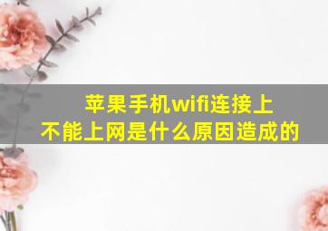 苹果手机wifi连接上不能上网是什么原因造成的