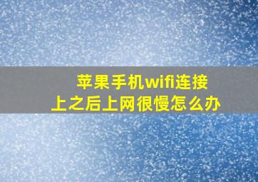 苹果手机wifi连接上之后上网很慢怎么办