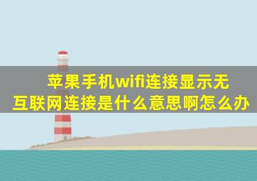 苹果手机wifi连接显示无互联网连接是什么意思啊怎么办