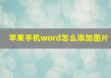 苹果手机word怎么添加图片