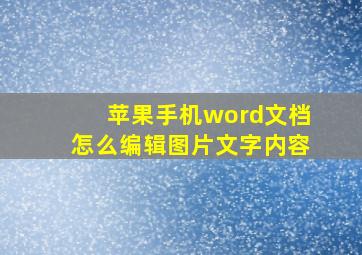 苹果手机word文档怎么编辑图片文字内容