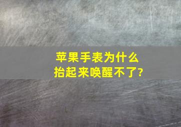 苹果手表为什么抬起来唤醒不了?