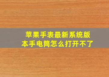 苹果手表最新系统版本手电筒怎么打开不了