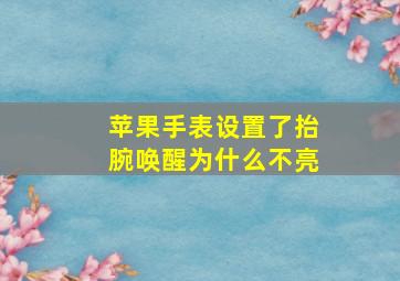 苹果手表设置了抬腕唤醒为什么不亮