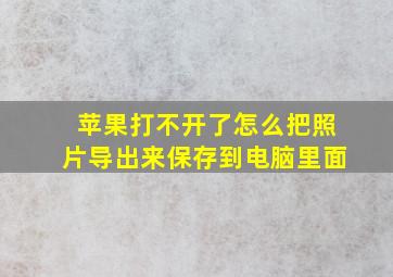 苹果打不开了怎么把照片导出来保存到电脑里面