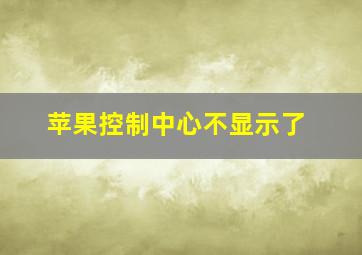 苹果控制中心不显示了