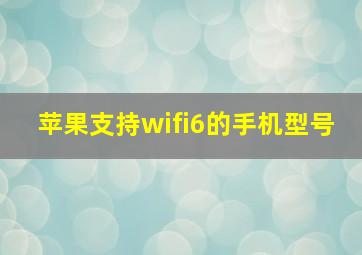 苹果支持wifi6的手机型号