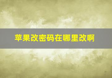 苹果改密码在哪里改啊