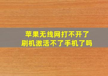 苹果无线网打不开了刷机激活不了手机了吗