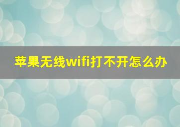 苹果无线wifi打不开怎么办