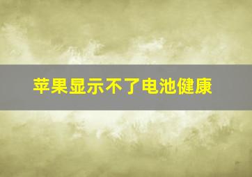 苹果显示不了电池健康