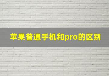 苹果普通手机和pro的区别