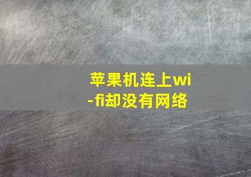 苹果机连上wi-fi却没有网络