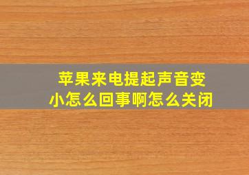 苹果来电提起声音变小怎么回事啊怎么关闭