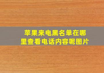 苹果来电黑名单在哪里查看电话内容呢图片