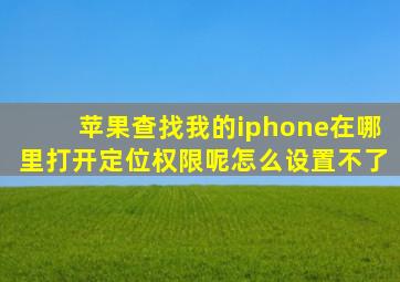 苹果查找我的iphone在哪里打开定位权限呢怎么设置不了