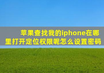 苹果查找我的iphone在哪里打开定位权限呢怎么设置密码