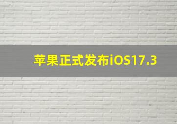 苹果正式发布iOS17.3