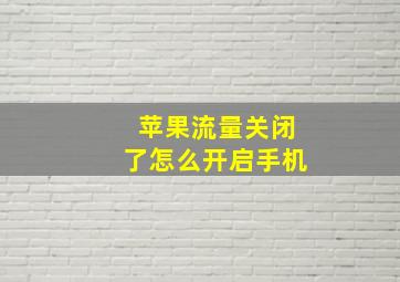 苹果流量关闭了怎么开启手机