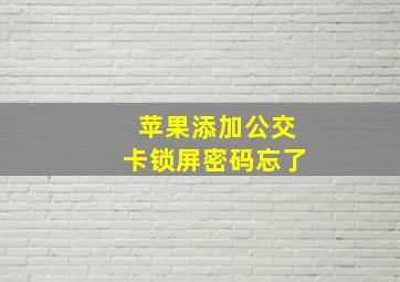 苹果添加公交卡锁屏密码忘了