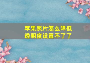 苹果照片怎么降低透明度设置不了了