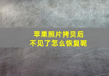 苹果照片拷贝后不见了怎么恢复呢