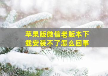 苹果版微信老版本下载安装不了怎么回事