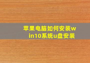 苹果电脑如何安装win10系统u盘安装