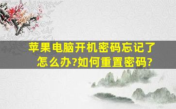 苹果电脑开机密码忘记了怎么办?如何重置密码?