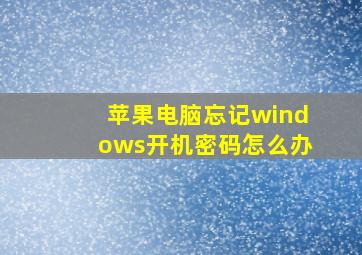 苹果电脑忘记windows开机密码怎么办