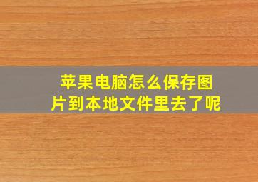 苹果电脑怎么保存图片到本地文件里去了呢