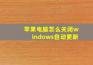 苹果电脑怎么关闭windows自动更新