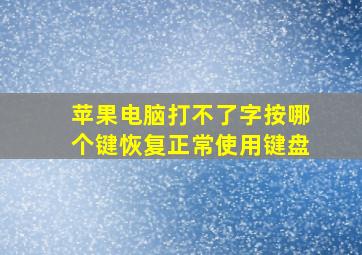 苹果电脑打不了字按哪个键恢复正常使用键盘