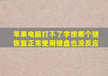 苹果电脑打不了字按哪个键恢复正常使用键盘也没反应