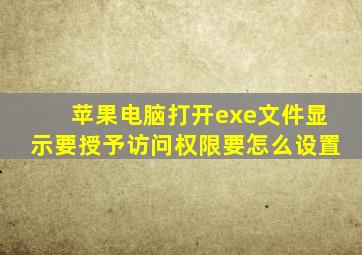 苹果电脑打开exe文件显示要授予访问权限要怎么设置