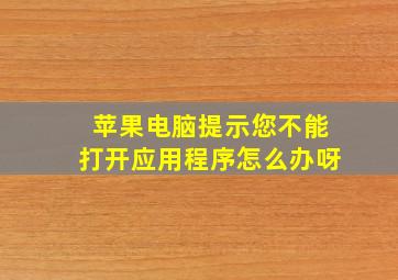 苹果电脑提示您不能打开应用程序怎么办呀