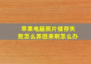 苹果电脑照片储存失败怎么弄回来啊怎么办