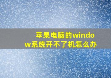 苹果电脑的window系统开不了机怎么办