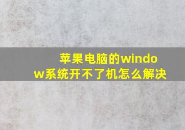 苹果电脑的window系统开不了机怎么解决