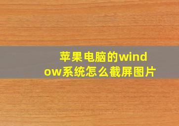 苹果电脑的window系统怎么截屏图片