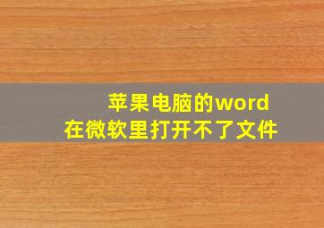 苹果电脑的word在微软里打开不了文件